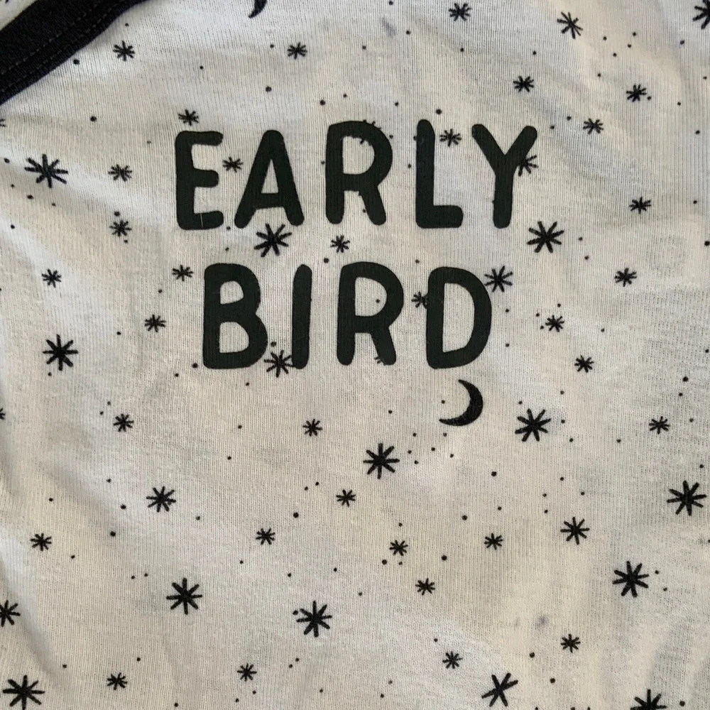 🍊5/$25 Carter's White and Charcoal Starry 'Early Bird' Footie size 9m - Picture 5 of 8